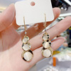 Earrings, asymmetrical silver needle, cat's eye, Korean style, silver 925 sample