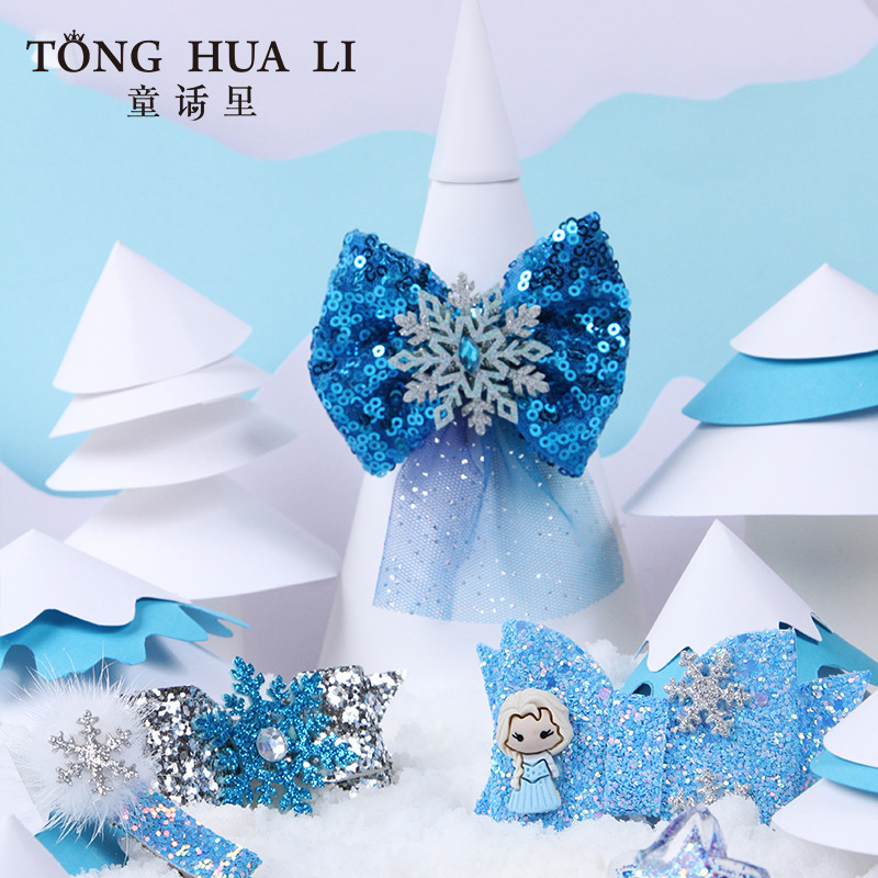 Children's Hairpin Set, New Mesh Bow, Kidsren's Hairpin Creative Style, Frozen Hair Accessories