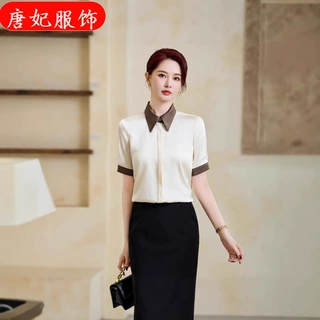 夏季短袖衬衫女士衬衣裙子两件套装2025年夏装新款前台职业工作服