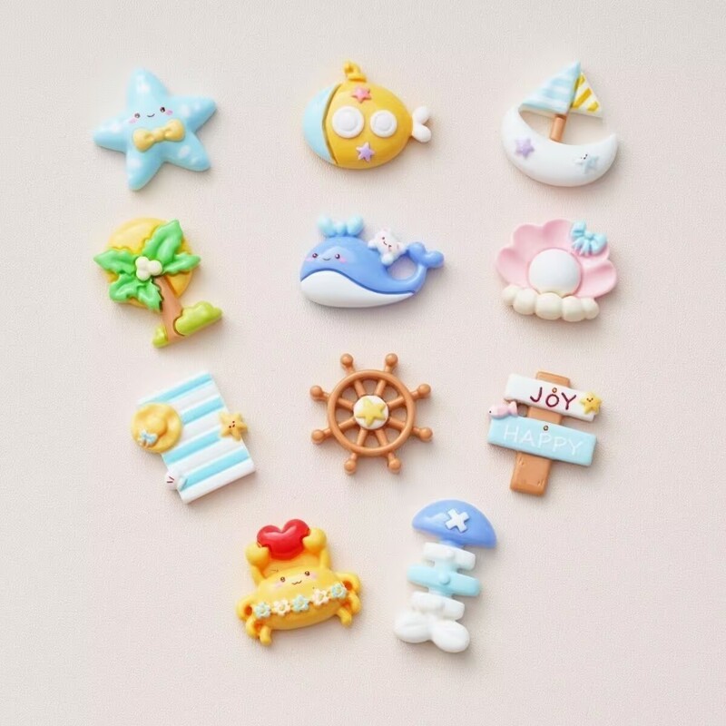 光沢のあるオーシャンビーチシリーズ樹脂アクセサリークリーム接着剤 diy 手作りヘアピン携帯電話ケース電気自動車パッチ|undefined