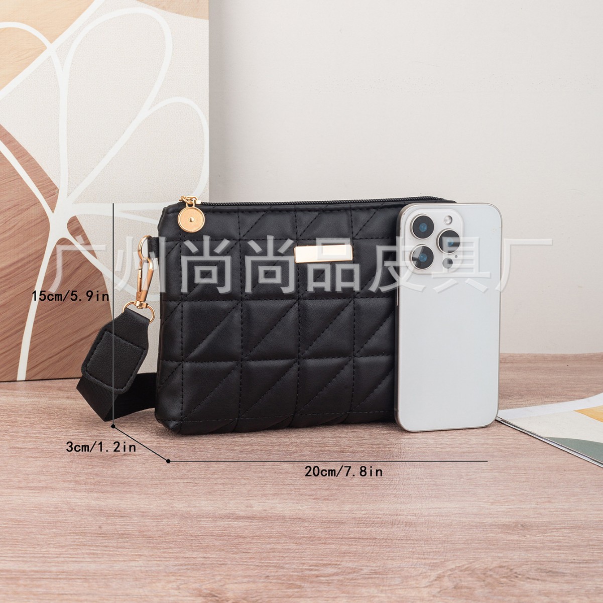 Mini Bolso Bandolera para Celular de PU con Cierre de Cremallera y Bordado para Uso Diario image 3