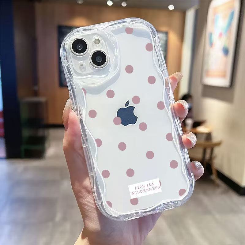 Punto de onda rosa para iphone16promax funda para teléfono móvil nuevo Apple 15 anti-caída 14pro Japón y Corea 13/12