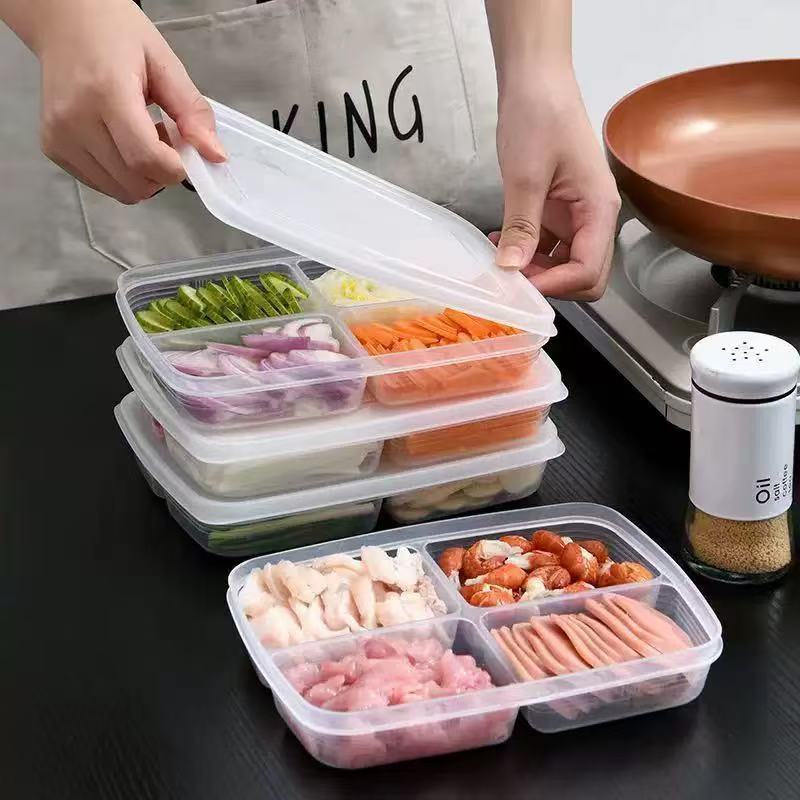 食品グレードの鮮度保持収納ボックス、蓋付き野菜冷凍庫、肉冷蔵庫、食品コンパートメント鮮度保持ボックス、4コンパートメント、6コンパートメントボックス|undefined