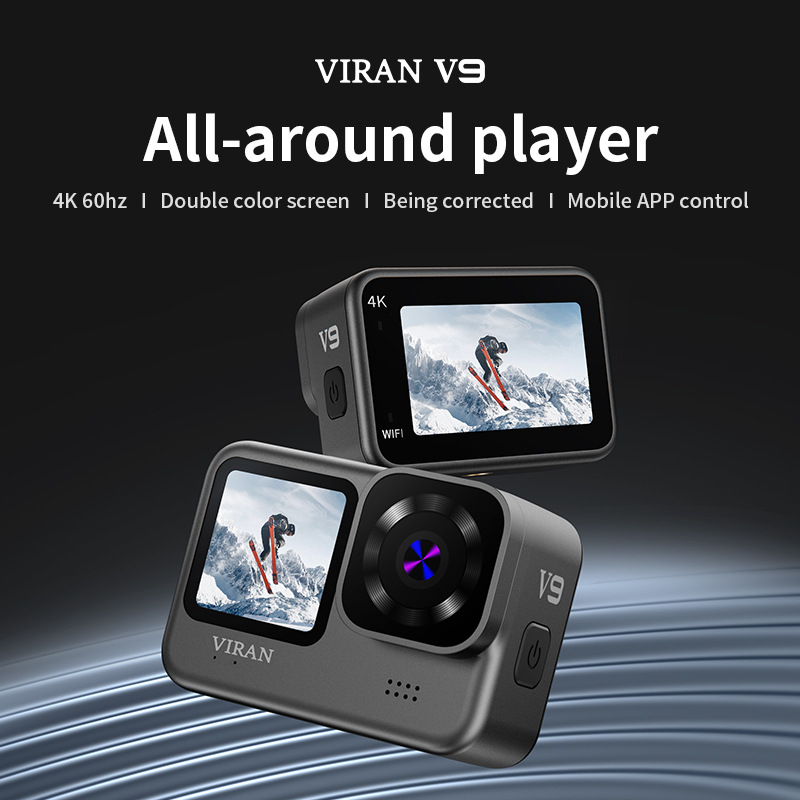Cross-Border V9 Sports Camera 4K Dual Color Screen Cross-Border Special for Diving Anti-Shake Outdoor Cycling Travel Motorcycle Driving