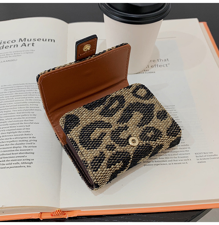Portatarjetas corto 2021 Nueva moda Bolso de almacenamiento con patrn de leopardo Embraguepicture5