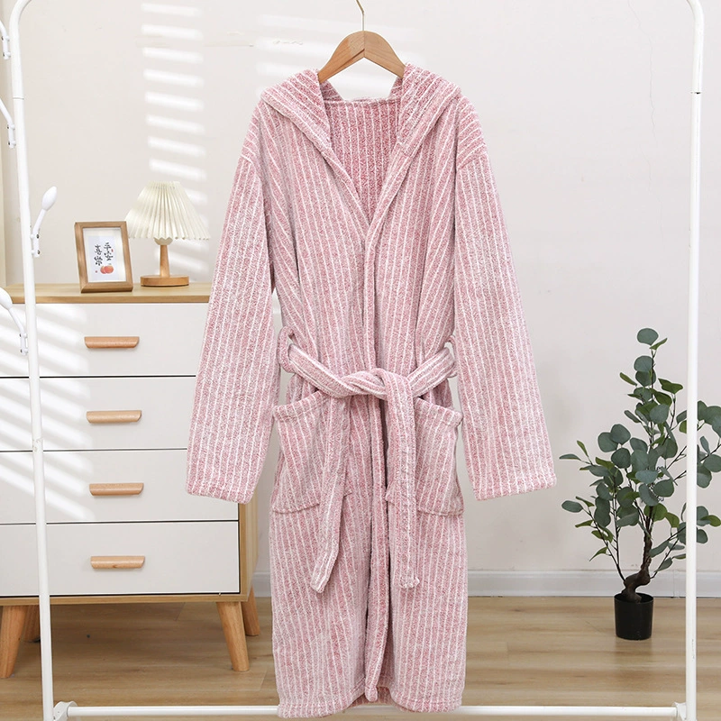 Длинный коралловый велюровый халат для мужчин и женщин, пижама, повышенная плотность, больших размеров