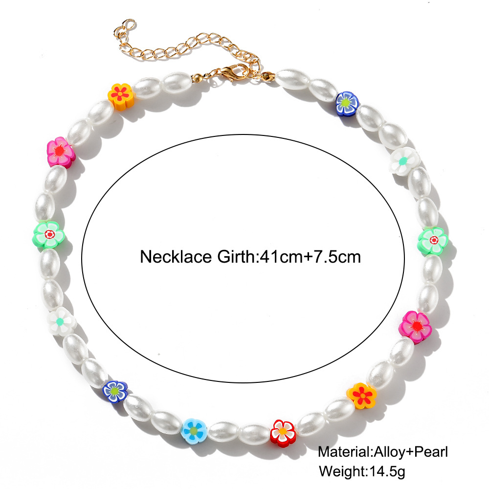 Wholesale Creative Simple Soft Pottery Flower Pearl Necklace Nihaojewelry
