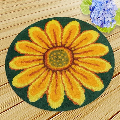 Wool Embroidery Floor Mat Crochet Embroidery | Avtomobil döşəmə paspasları - zd042-daisy-38cm-white-net-cross