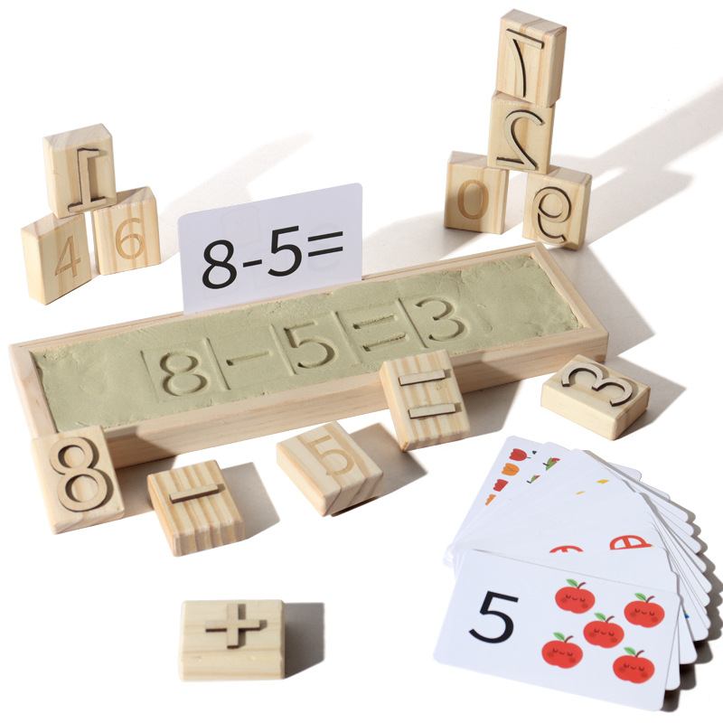 Inglés juegos de palabras de ortografía infantil puzzle caja de palabras digitales cognición de ortografía impresión de arena juguetes de madera