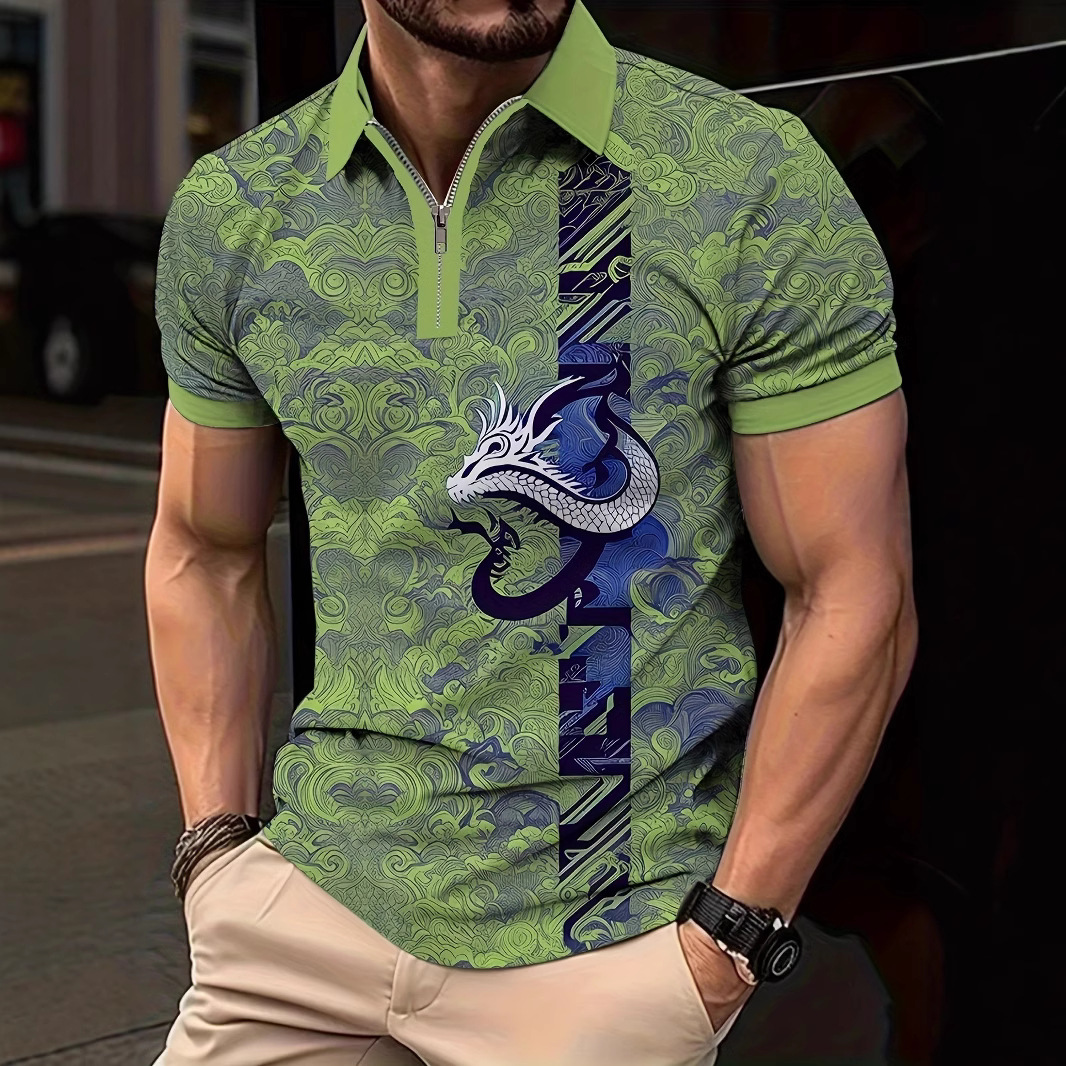 Ropa de hombre verano nueva tendencia tendencia suelta tendencia de moda alta calidad manga corta cremallera POLO camisa MB13