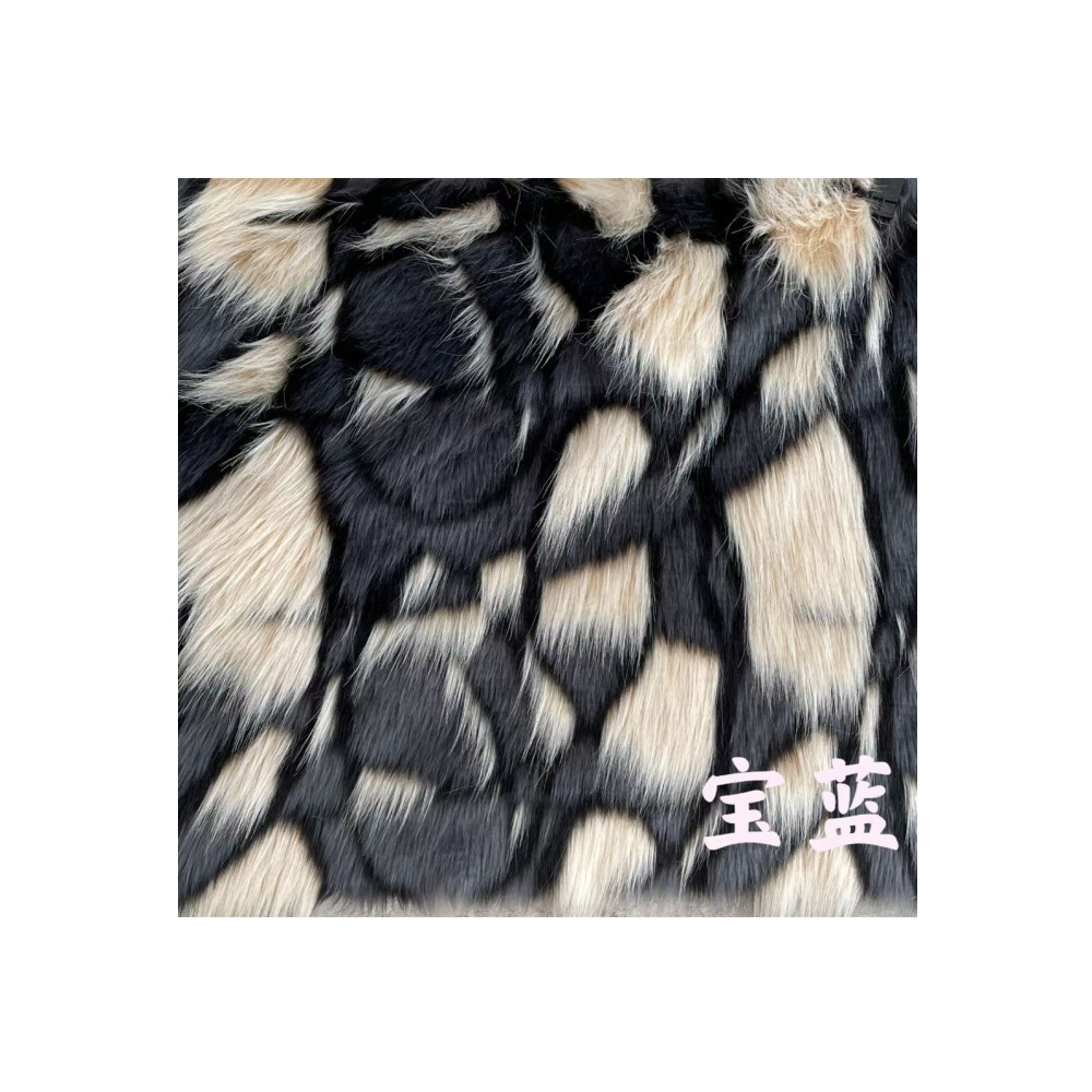 Jacquard tricolor parquet de alta imitación de cabello de cabello imitación de cabello de zorro piel artificial piel juguetes peluche tela de peluche larga