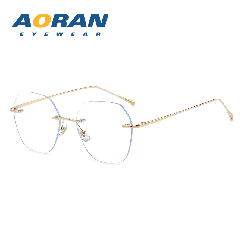 Ultra-light Rimless Myopia Glasses Men's Trendy Plain and Plain Light with Preference for Large Frame Slimming Anti-blue Light Eye Frame