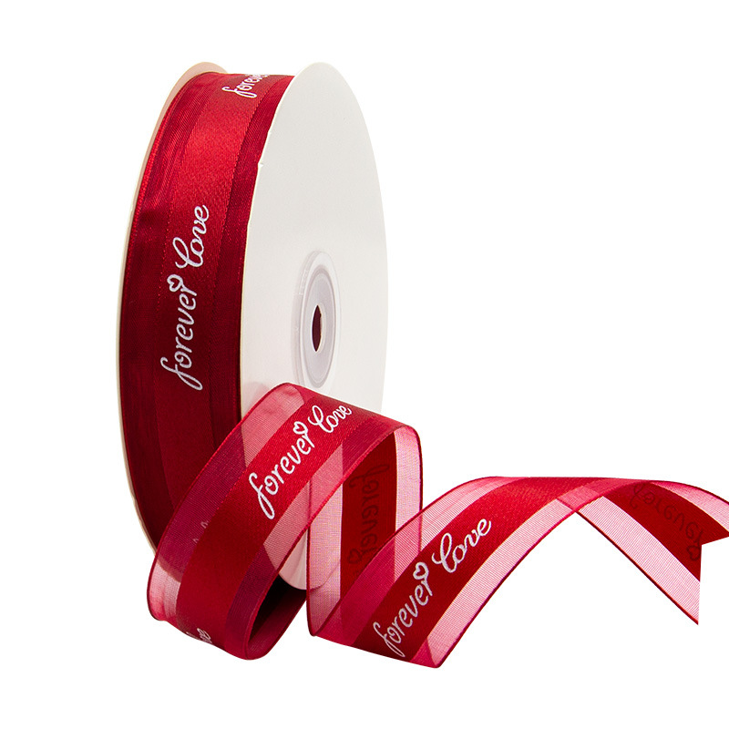 Cinta inglesa para siempre amor impreso romántico forjado hilo cinta flores ramo regalo pastel embalaje cinta