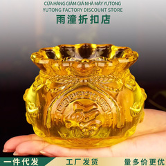 瑠璃銭袋福袋貯金箱家庭装飾招財納福吉祥招財ギフト黄水晶福袋置物