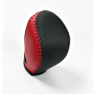 Teana models. Also includes a handbrake cover – Sürətlər qutusu və əl tormozu başlıqları - gear-shift-knob-cover-black-leather-with-red-stitching