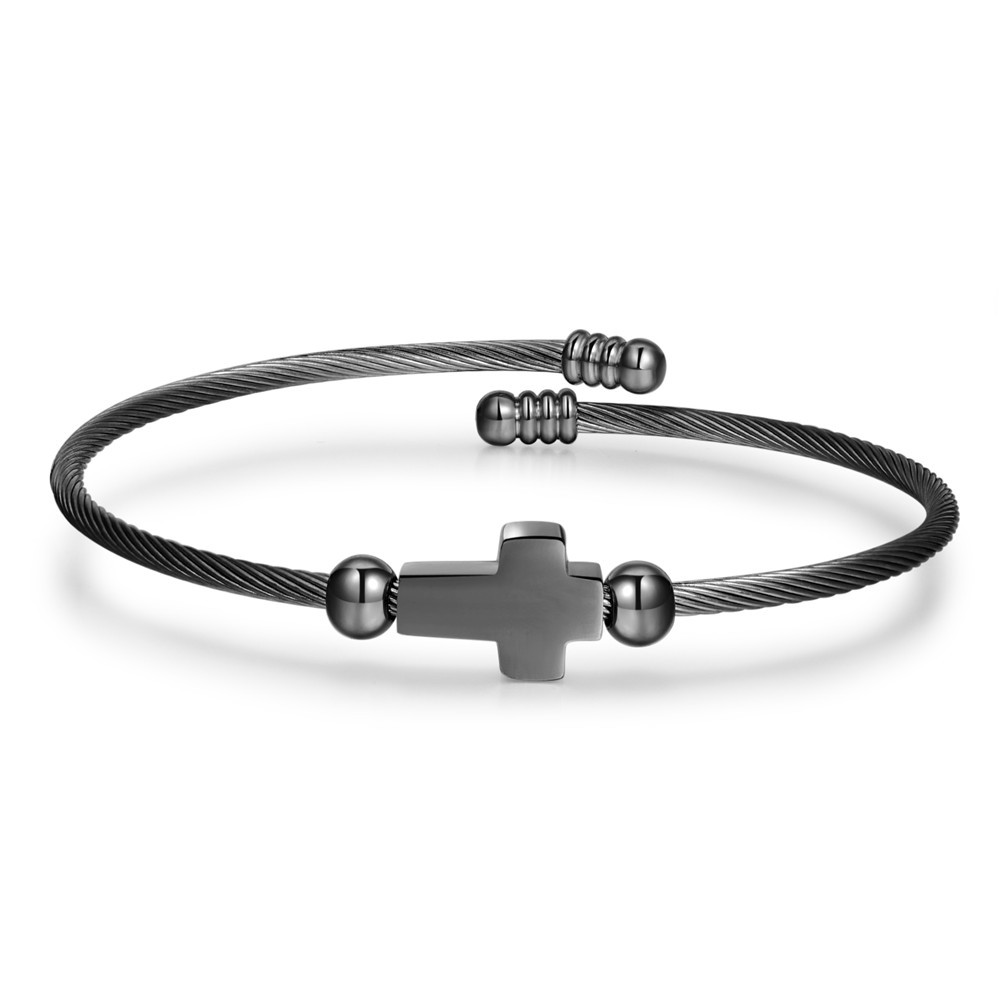 Simple Titanium Steel Cross Wholesale Opening Adjustable Bracelets display picture 4