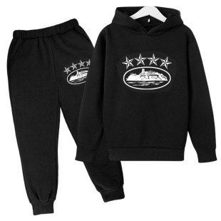 Cross-border Autumn and Winter Children's Loose Hoodie Hooded Sports Leisure Fleece Children's Hoodie Two-piece Suit