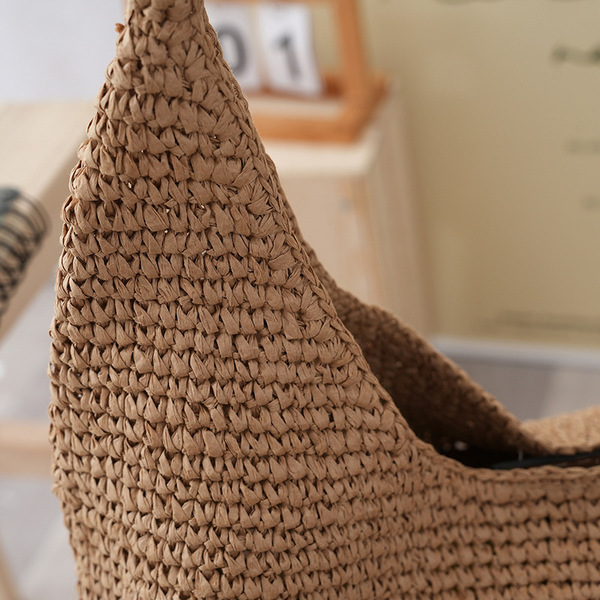 Straw solid color fashionable woven beach one-shoulder bag for…