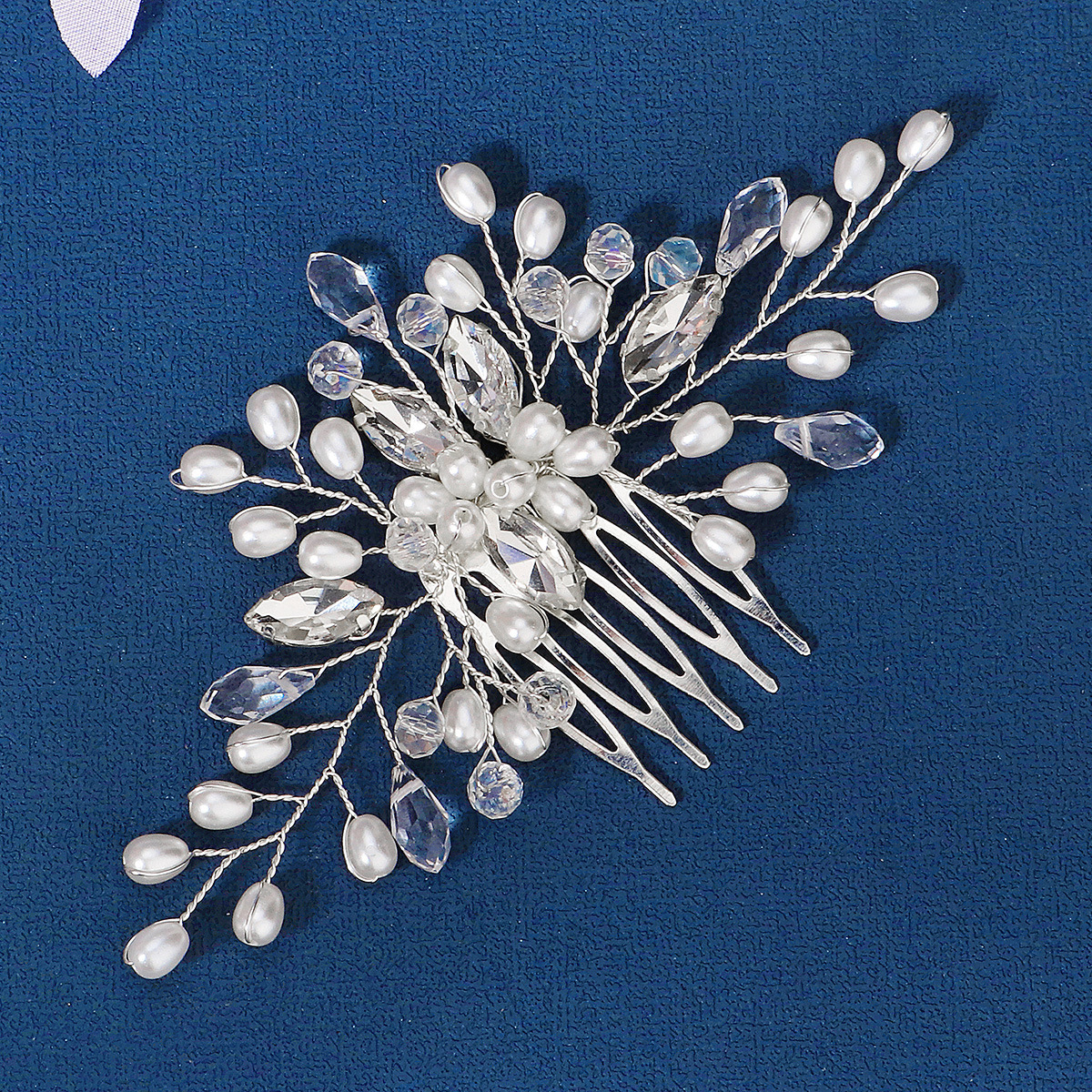 Fashion Flower Alloy Rhinestone Pearl Insert comb 1 Piece