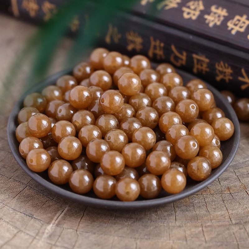 育奏 和田玉散珠且末糖料顯白石英岩玉珠子diy手串配珠文玩配飾