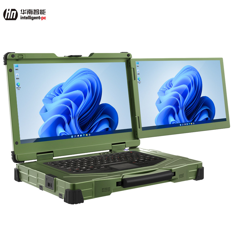 Huanan Intelligent 15.6inch Dual-Screen Rugged Laptop Ip65 Industrial Computer Three-Screen Notebook