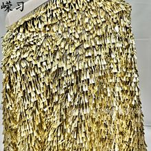 金色方卷片网布亮片面料5乘18cm女装演出服圣诞礼服鱼鳞亮片布