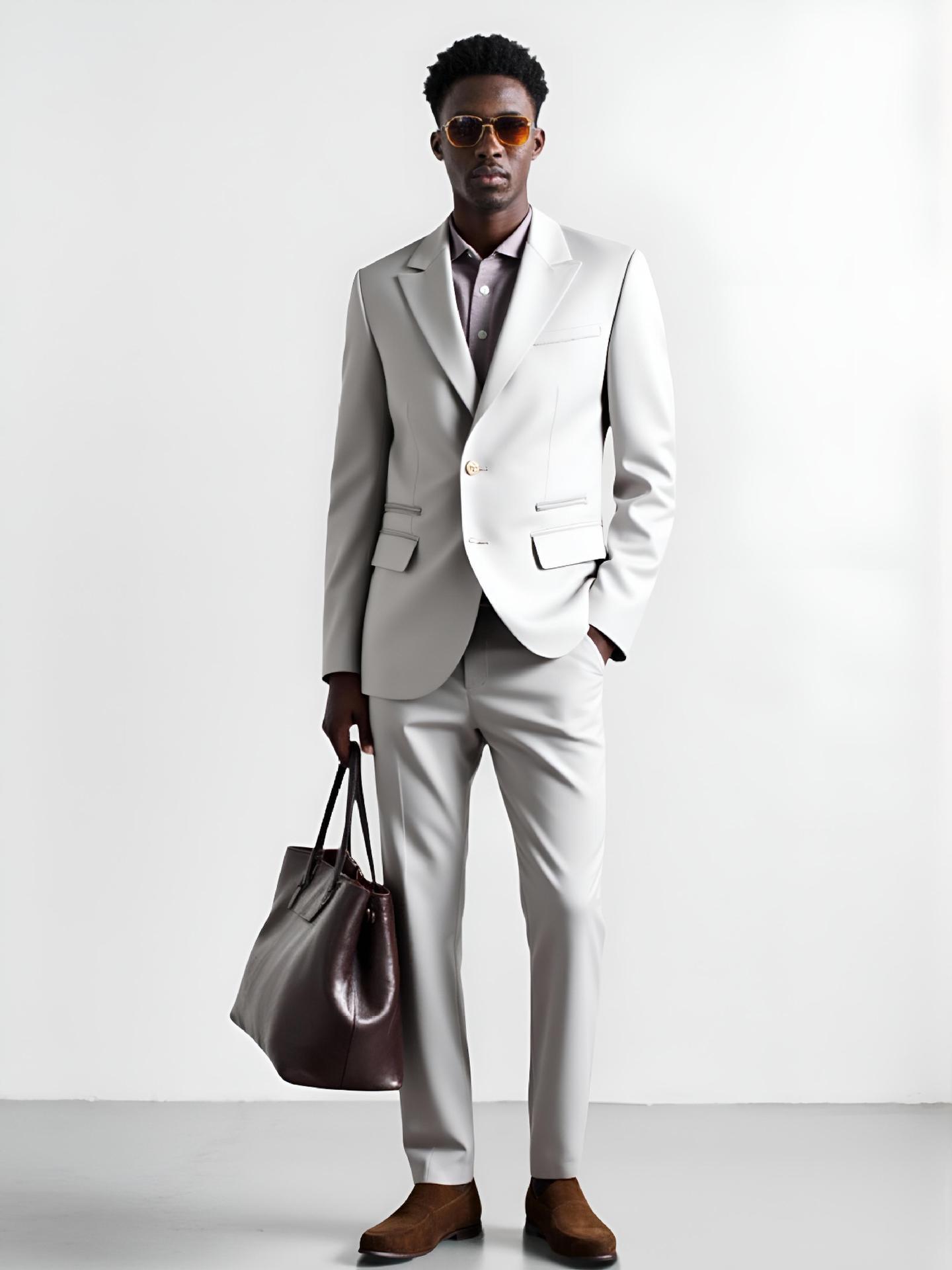 Completo uomo elegante in argento giacca e pantaloni business_voghion.com
