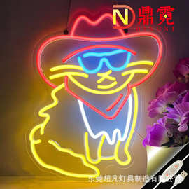 工厂led霓虹灯灯亚马逊热销酒吧字母网红logo装饰灯猫造型欧美风