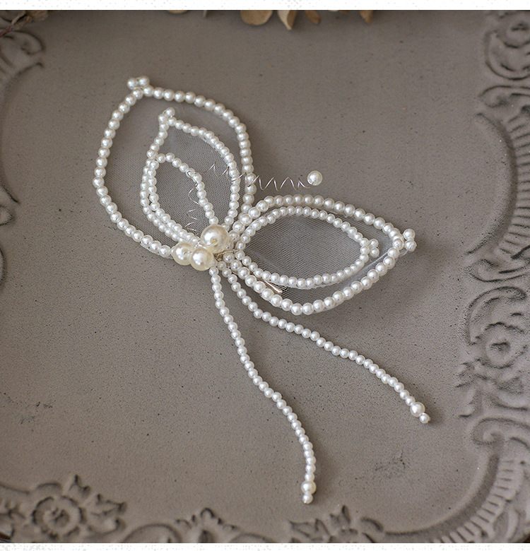طقم مكون من قطعتين إكسسوارات شعر العروس والعروس من خيوط الحرير المصنوعة يدويًا display picture 2