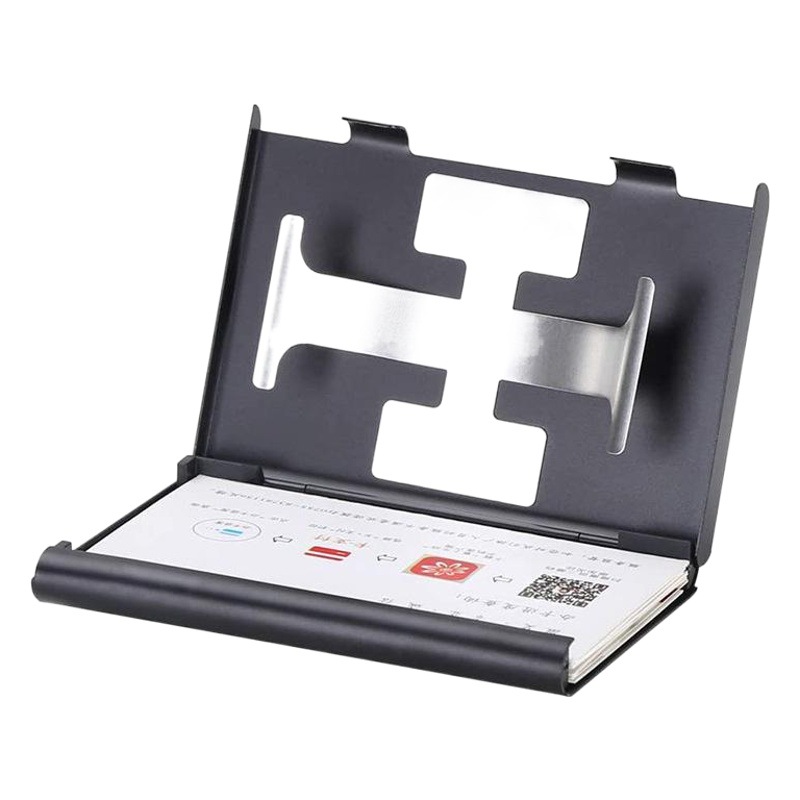 Amazon Venta caliente empujado a mano deslizante titular de la tarjeta de visita automática titular de la tarjeta de visita bolsa de tarjeta bancaria