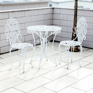 Outdoor Table and Chair Set Leisure Table and Chair Combination Outdoor Balcony Table and Chair Coffee Table Three-piece Set Outdoor Iron Table and Chair