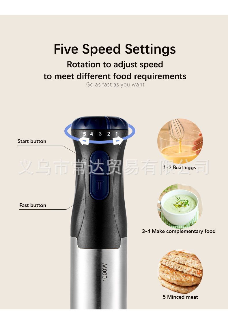 1000W handheld 4-in-1 kitchen blender