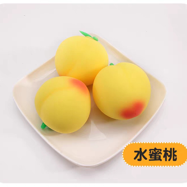 Peach Stress-Relief Toy, Green Apple Squeeze Toy Peach Stress-Relief Toy, Green Apple Squeeze Toy