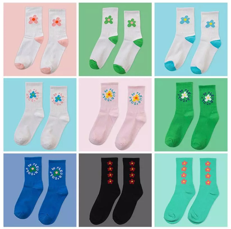 Small Flower Socks Women's Korean Style New Fashion Brand Hyun-tailed Style Cute Classic Flower Pattern All-match Cotton Socks for Autumn and Winter Sweat Absorption Small Flower Socks Women's Korean Style New Fashion Brand Hyun-tailed Style Cute Classic Flower Pattern All-match Cotton Socks for Autumn and Winter Sweat Absorption