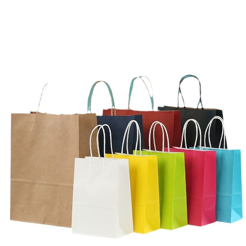 Bolsa de papel kraft, bolsa de mano, bolsa de embalaje para llevar de té con leche, café, Navidad, Año Nuevo, bolsa de regalo, logotipo personalizado