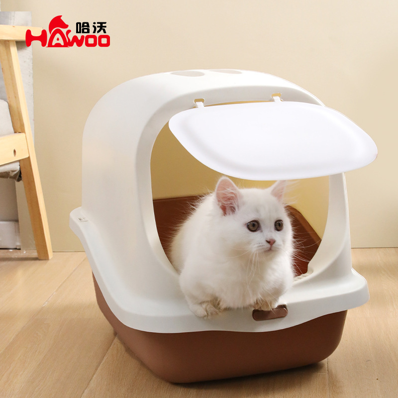 Hawo nueva segunda generación de gran entrada caja de arena para gatos completamente cerrada de gran tamaño durable desodorante anti-Splash gato inodoro