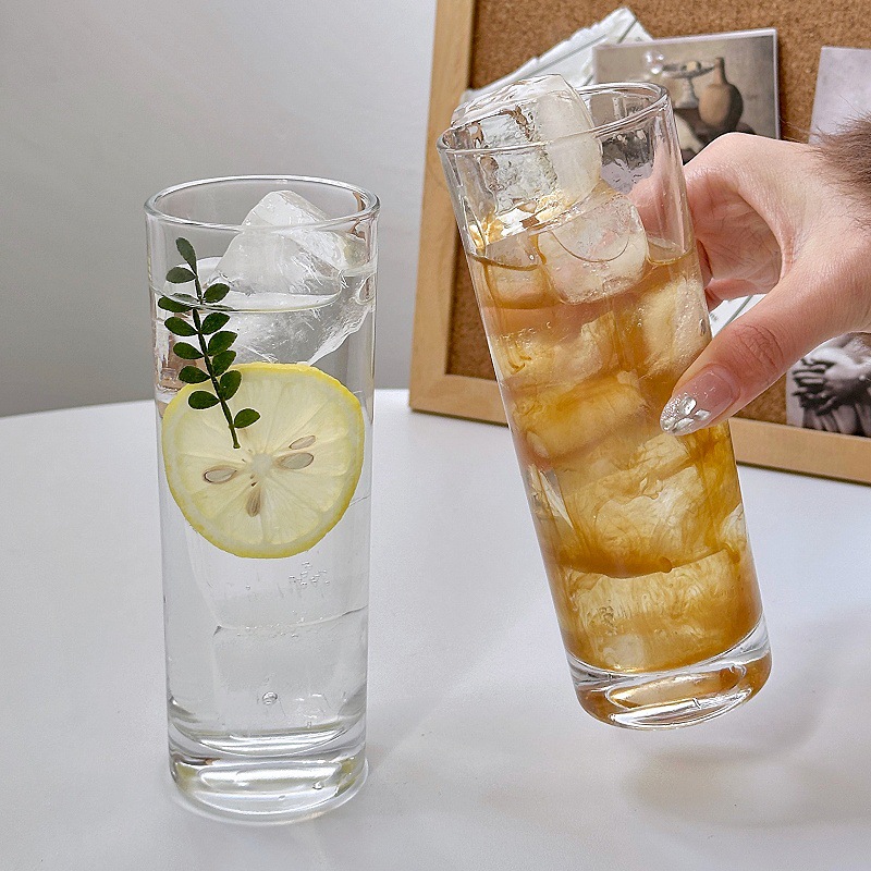 INS Straight-Shaped Round Cylinder Mug – Ice Americano & Waterfall-Style Coffee Cup  
Premium Glass Cup for Home Use: Perfect for Milk, Juice, or Any Beverage