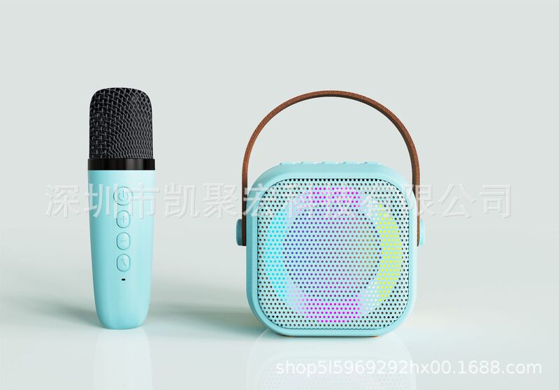 外国特許認定 D20K1K29 カラフルなライト付き屋外ポータブルミニワイヤレスマイクカラオケオーディオ Bluetooth|undefined