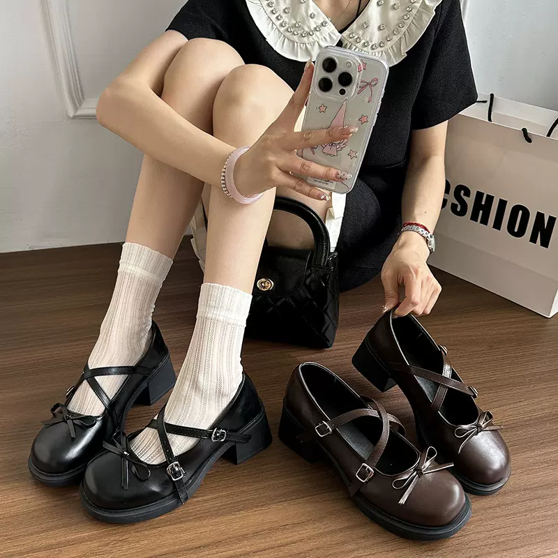 英伦风厚底增高小皮鞋学生女2025年新款春季百搭复古玛丽珍JK单鞋