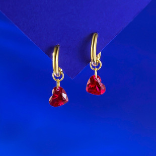 Ľ���錚 ֱ���¿�S925�y僽�5*6mm��Ѫ�t���ζ���Ů���|�r�ж��