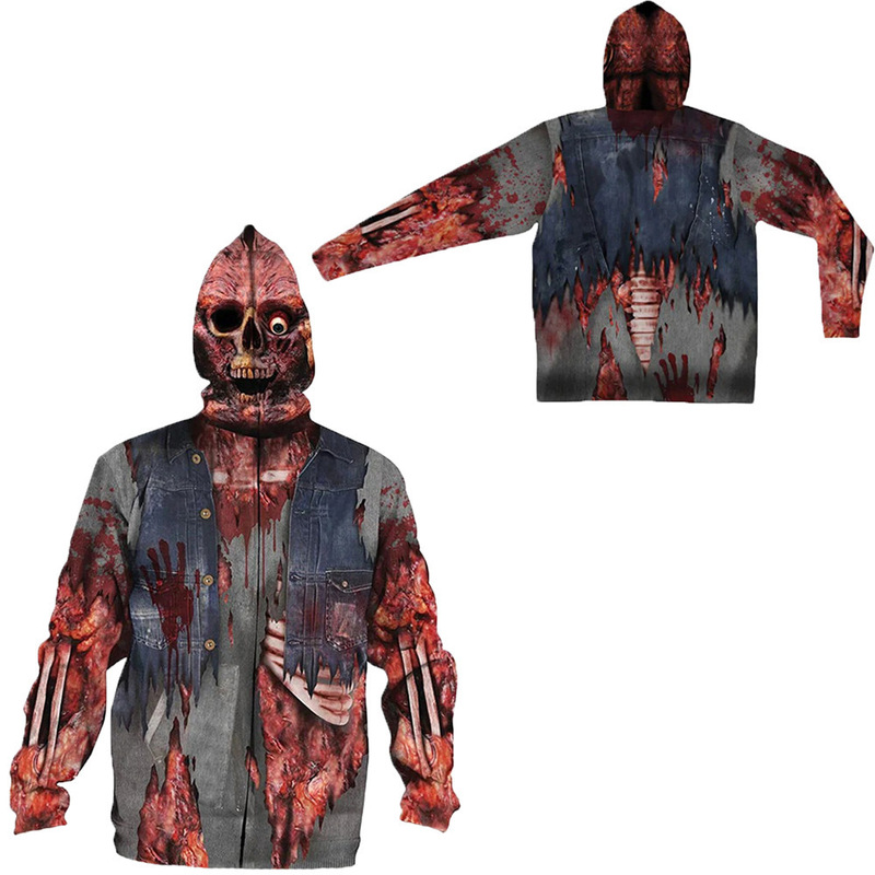 Halloween horror zombie night cosplay clothing cardigan zipper sweater 3D digital printing factory direct sales