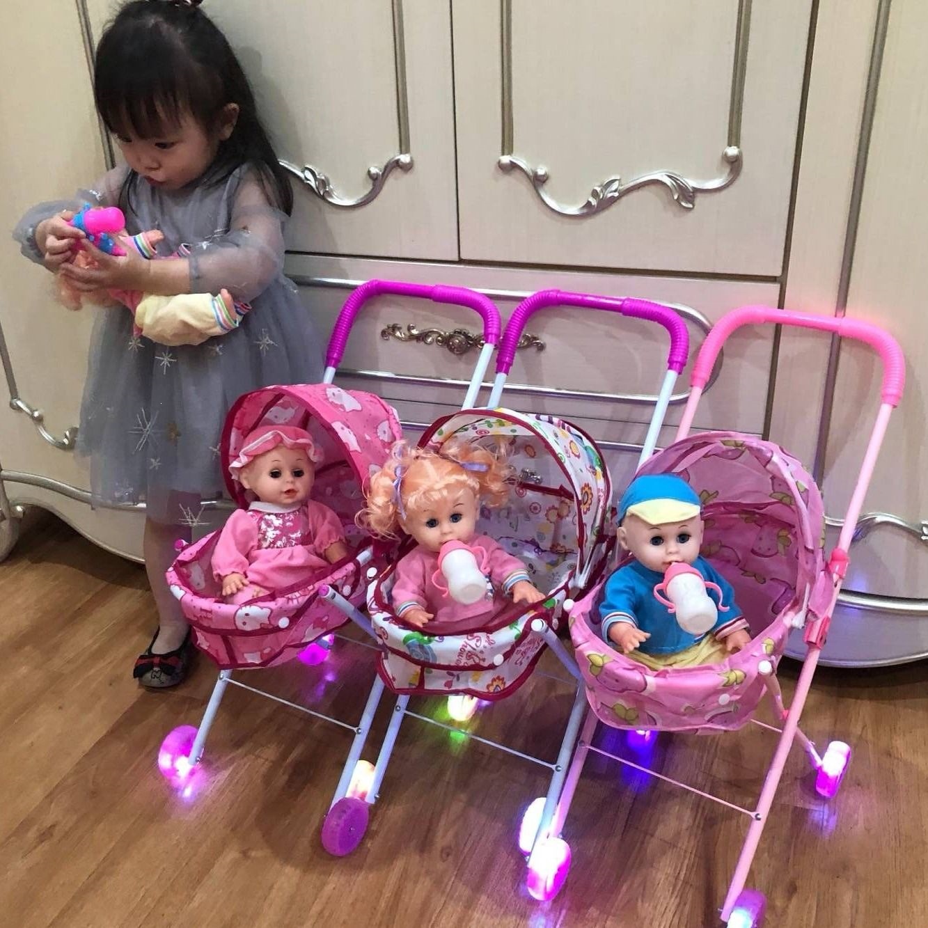Carrito de Juguete para Niñas de Metal y Plástico Con Luz y Sonido para Juego de Rol