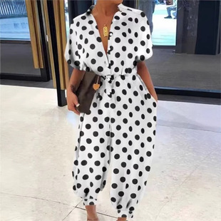 Short sleeved button casual jumpsuit����~��ϵ�����e�B�wѝŮ