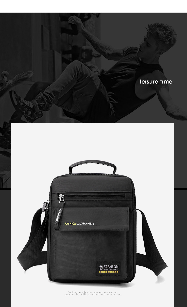 Men's large-capacity bag, nylon fabric single-shoulder bag, new business commuting crossbody bag, vertical small bag, hand-held men's bag undefined