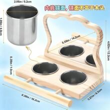 现货鹦鹉鸟笼食台站架木质带镜子喂鸟器鸟站台鸟笼装饰用品
