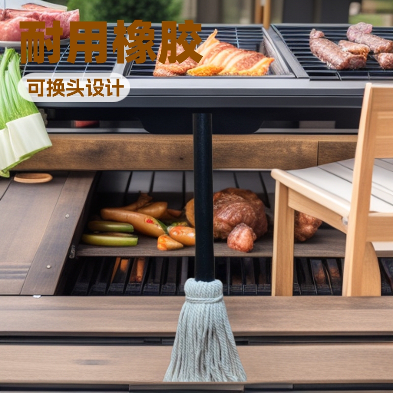 Cross-Border Exclusive Supply for Amazon: Bbq Mop with Replaceable Head, Rubber Wood Handle, Baking and Dipping Tool Cross-Border Exclusive Supply for Amazon: Bbq Mop with Replaceable Head, Rubber Wood Handle, Baking and Dipping Tool