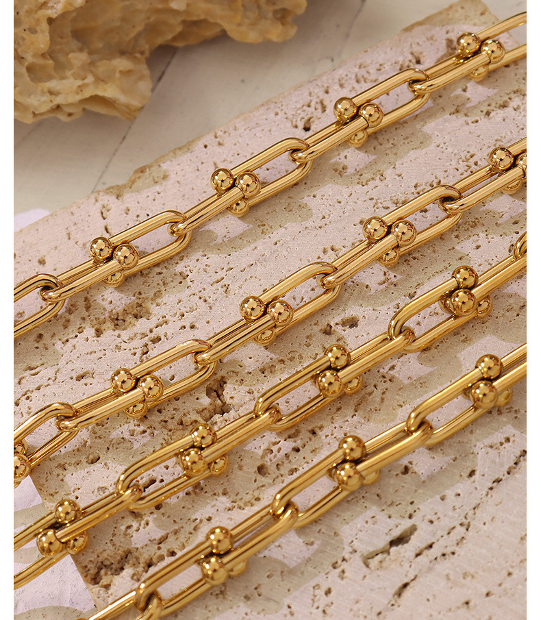 new hip-hop fashion niche design U-shaped buckle titanium steel necklace bracelet jewelry