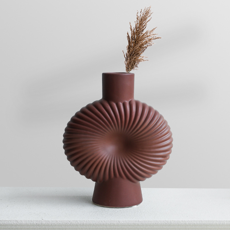 Morandi moderno vasos de cerámica estriados decoración de estudio sala de estar flor geométrica decoración de sala de alojamiento modelo
