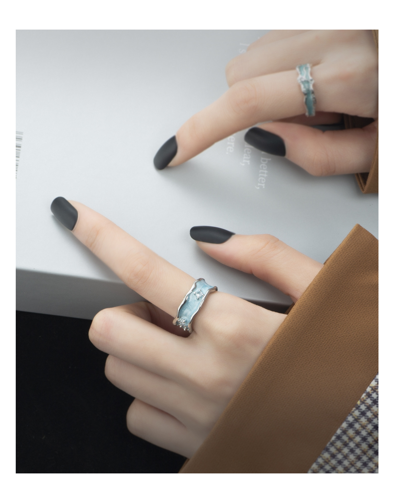 Fashion Geometric Copper Enamel Zircon Open Ring 1 Piece