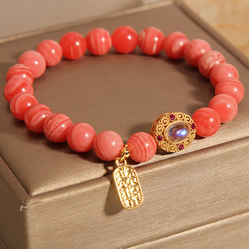 Pulsera de Piedra Roja natural mujer ins nicho diseño de alta calidad pulsera de cristal de moda pulsera de regalo para novias